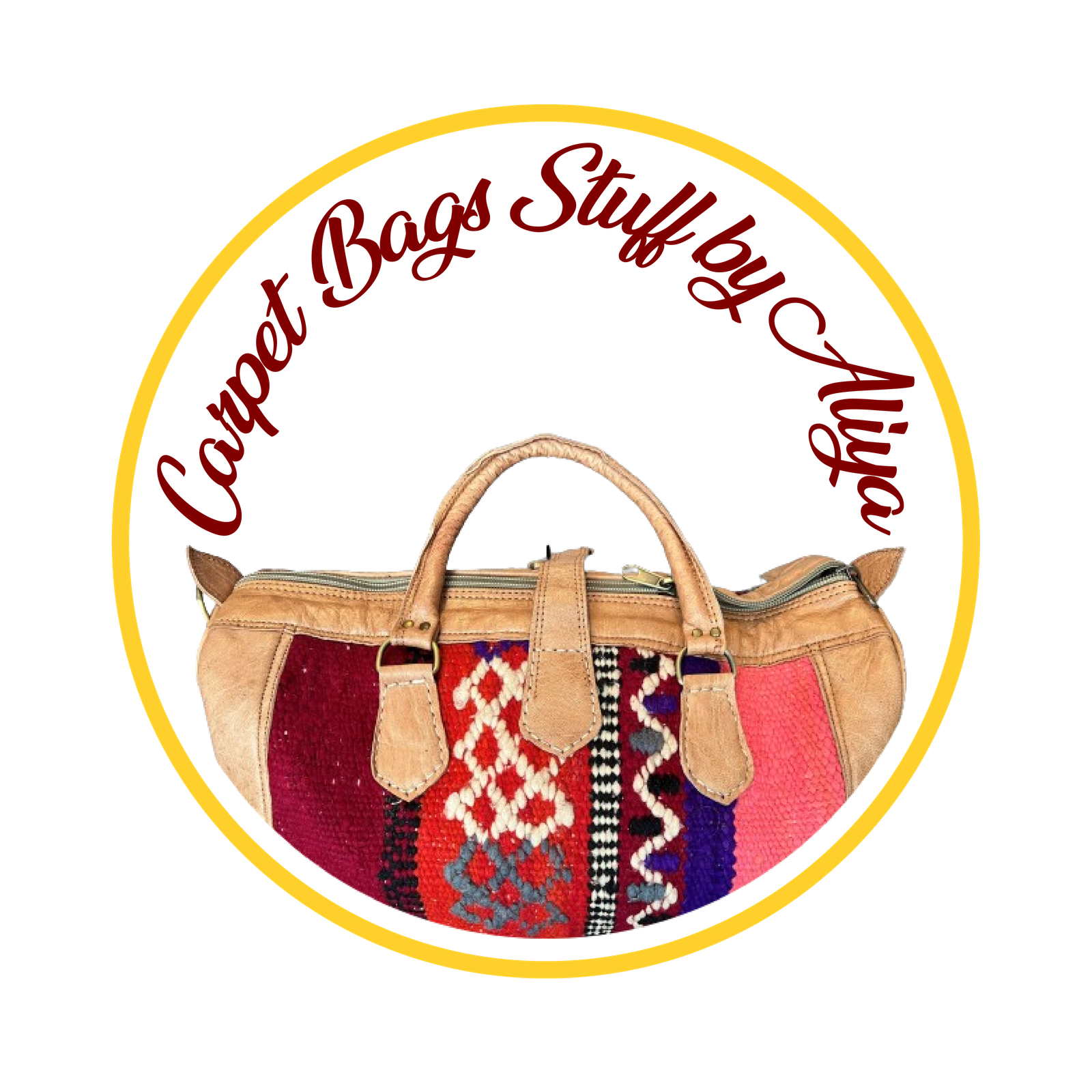 Logo of Carpet Bags by Aliya, featuring stylized text and imagery in a clean and modern design.