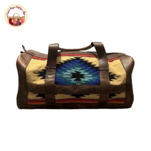 Contemporary carpet bag with a sophisticated design in shades of brown.